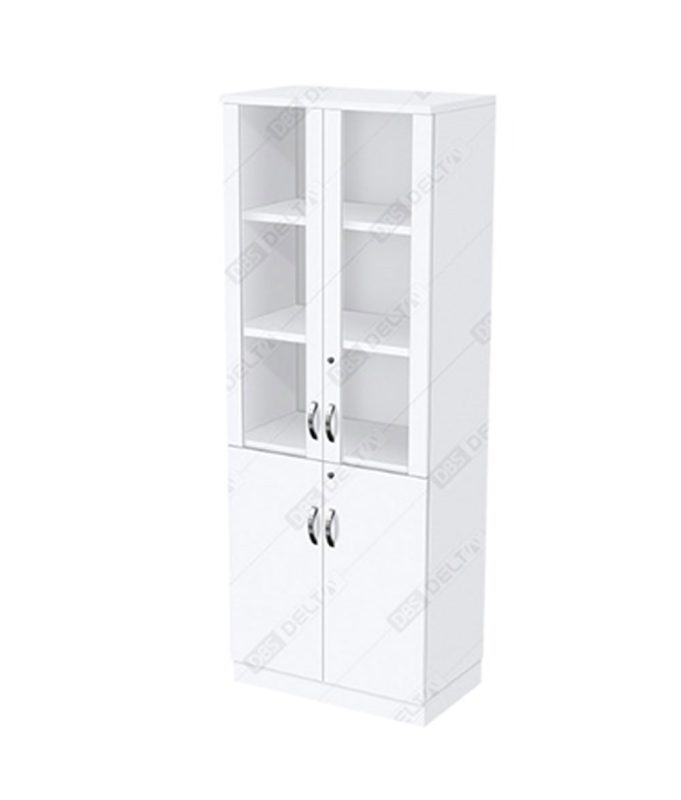 Wooden Frame Swinging Glass Door High Cabinet